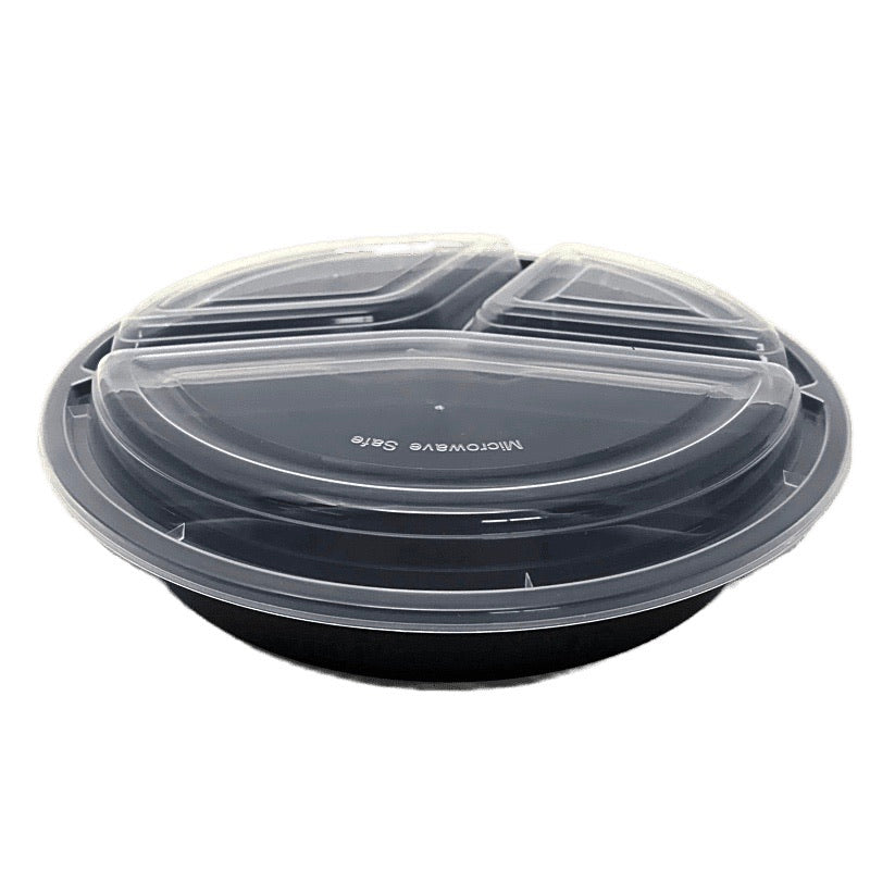 9" Round 3-Comp Plastic Container and Lid RO-348B