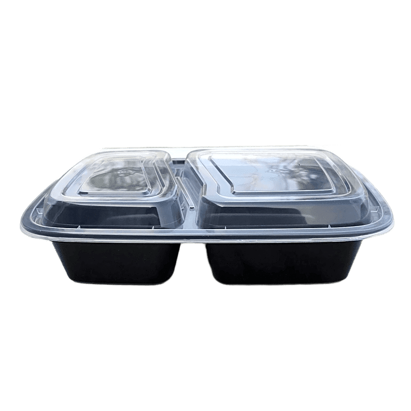 2-Comp Black Rect Plastic Container and Lid F-96232