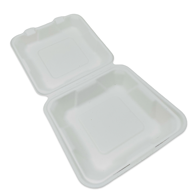 Bagasse Hinged Container 8X8 1-Comp