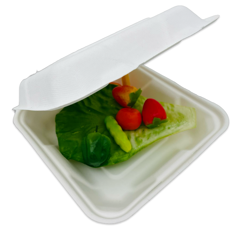 Bagasse Hinged Container 8X8 1-Comp