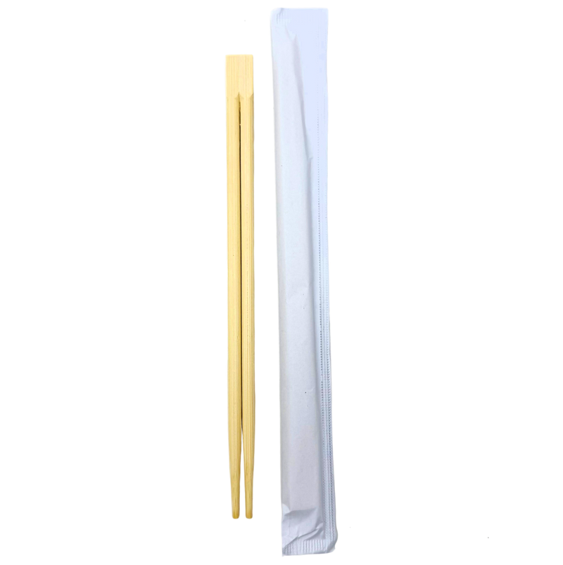 White Sleeve 9" Twin Bamboo Chopsticks