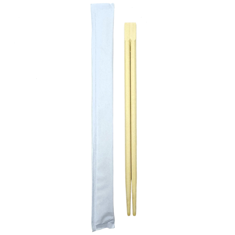 White Sleeve 9" Twin Bamboo Chopsticks