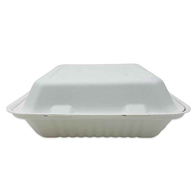 Bagasse Hinged Container 9X9 1 Comp