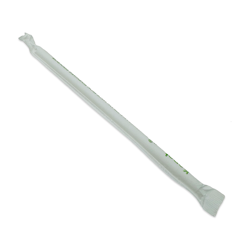 PLA Straw 7.75" Clear Paper Wrapped