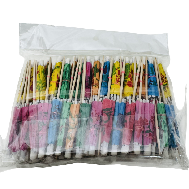 4" Drink Umbrella / Parasol Pick Assorted Colors