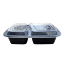 2-Comp Black Rect Plastic Container and Lid
