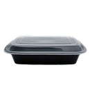 32OZ Black Rect Plastic Container and Lid